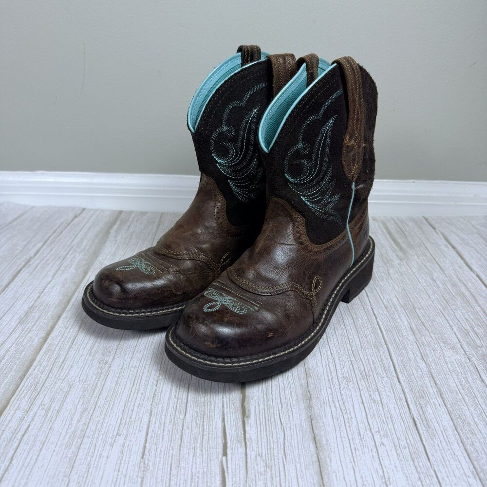Ariat Fatbaby Heritage Dapper Western Boot Women's 7.5 Turquoise Brown MSRP $110